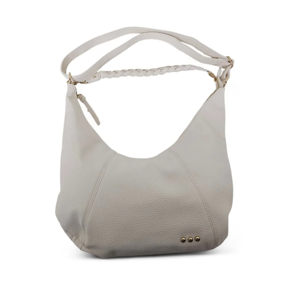 Pretty Simple Hattie Crescent Hobo Crossbody Bag With Braided Strap In Cream NWT
